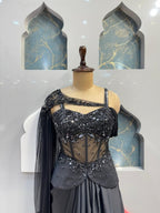 "MIDNIGHT GLAM INDO-WESTERN DRAPPED ENSEMBLE" image 1