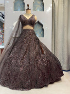 "MIDNIGHT COCOA SPARKLE LEHENGA" image 1