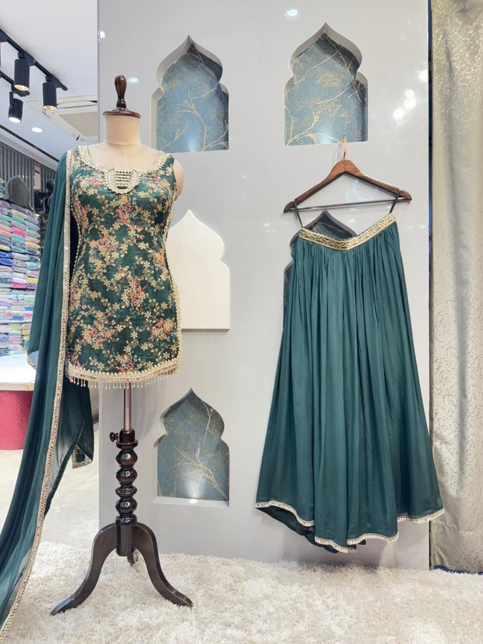 "EMERALD BLOOM EMBROIDERED SHARARA" image 2