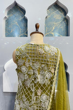 "OLIVE GREEN EMBROIDERED SHARARA" image 4