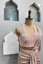"BLUSH CHAMPAGNE DRAPE SAREE image 2