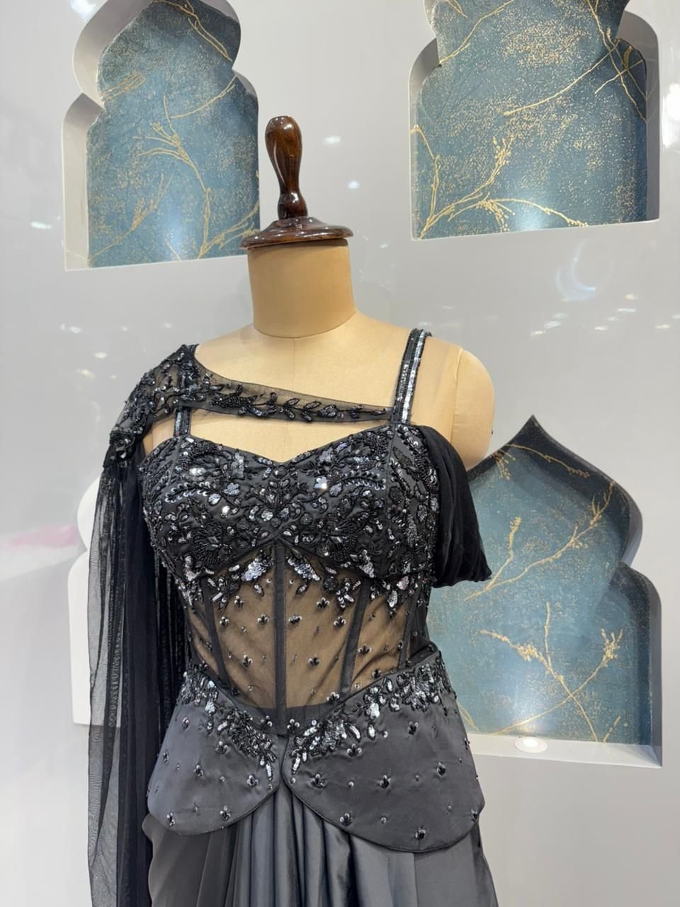 "MIDNIGHT GLAM INDO-WESTERN DRAPPED ENSEMBLE" image 2