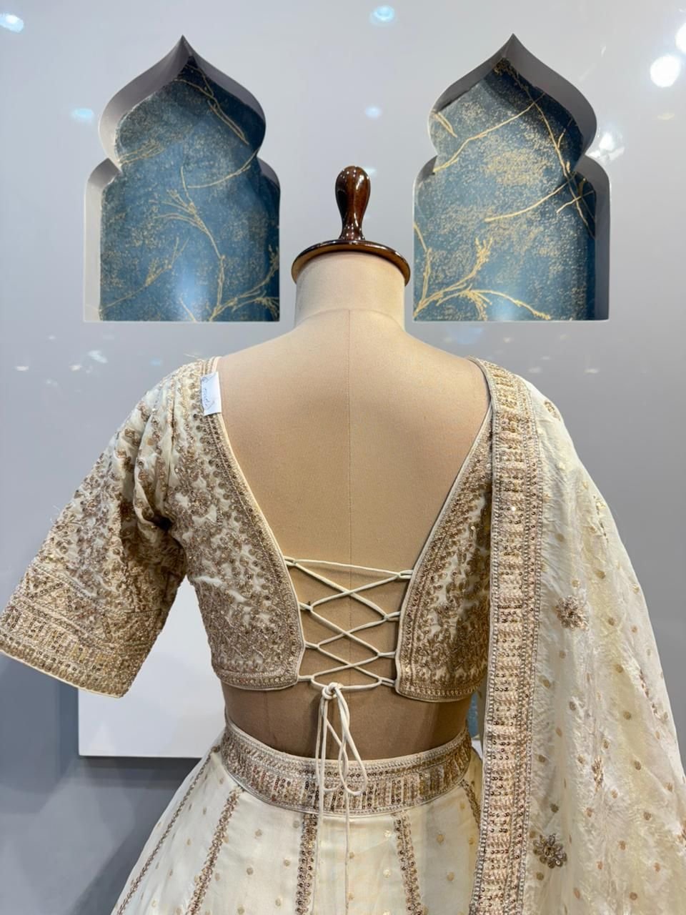 "ETHEREAL CREAM AND GOLD LEHENGA" image 5