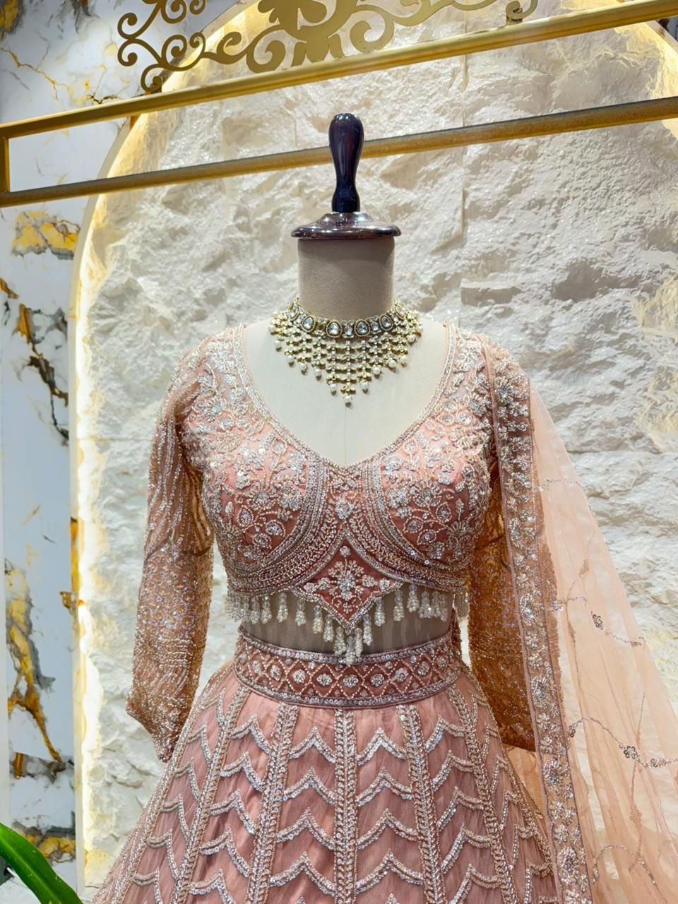 "BLUSH ROYALE HEAVILY EMBROIDERED LEHENGA" image 1