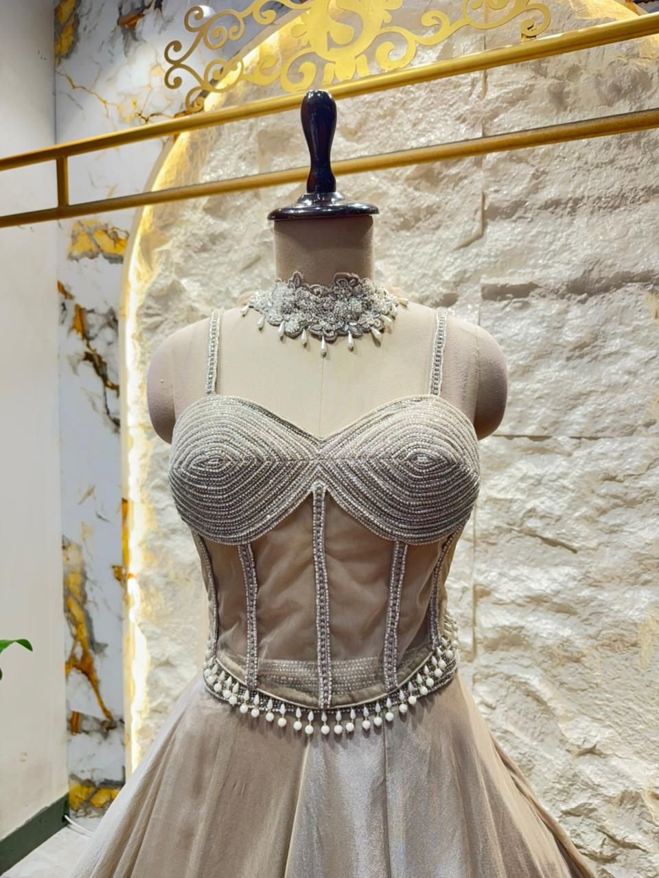 "CHAMPAGNE ELEGANCE DESIGNER LEHENGA" image 1