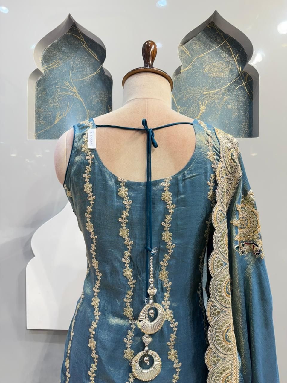 "ROYAL TEAL EMBROIDERED SHARARA" image 5