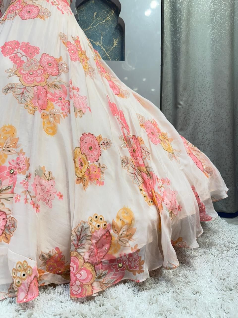 "BLUSH BLOOM FLORAL LEHENGA" image 4