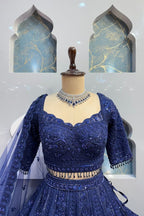 "MIDNIGHT ROYALTY EMBROIDERED LEHENGA" image 1