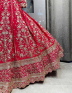 "CLASSIC RED HERITAGE LEHENGA" image 3