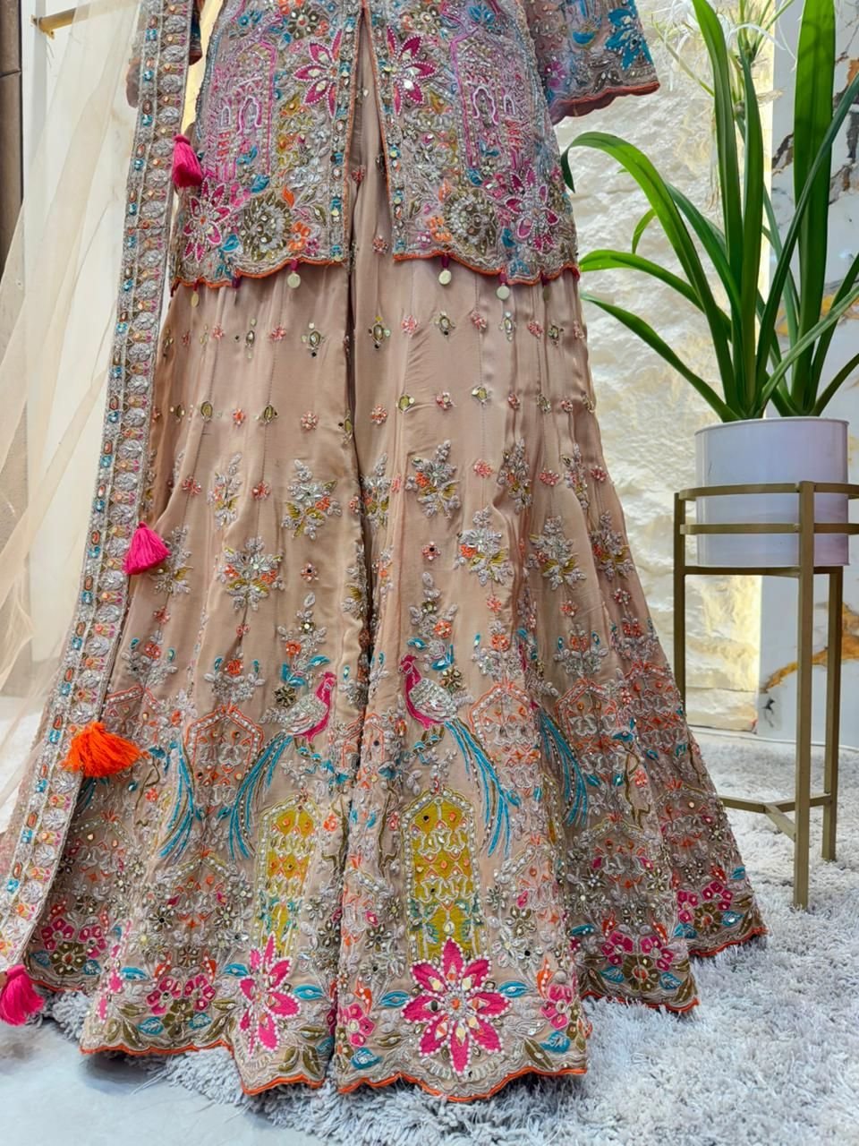"NOOR-E PASTEL EMBROIDERED SHARARA" image 3