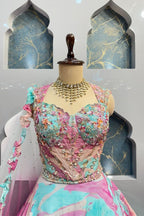 "SOFT BLUSH GREEN LEHENGA" image 1