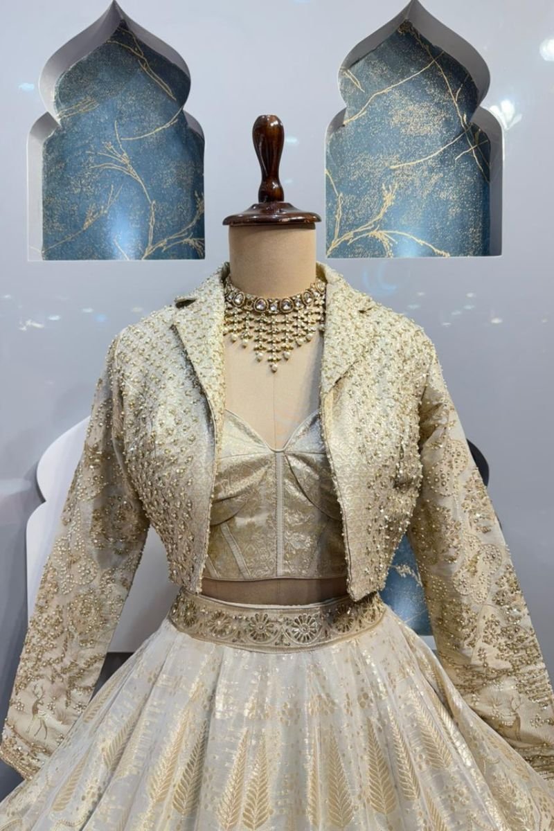 "GOLDEN HEIRLOOM JACKET LEHENGA" image 1