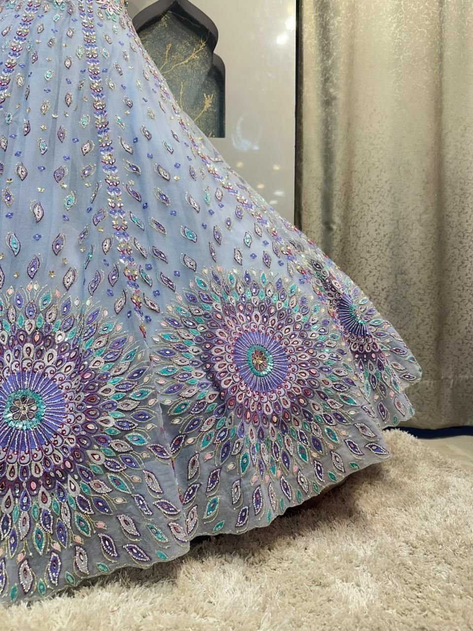 "PASTEL DREAM PEACOCK EMBROIDERED LEHENGA" image 4