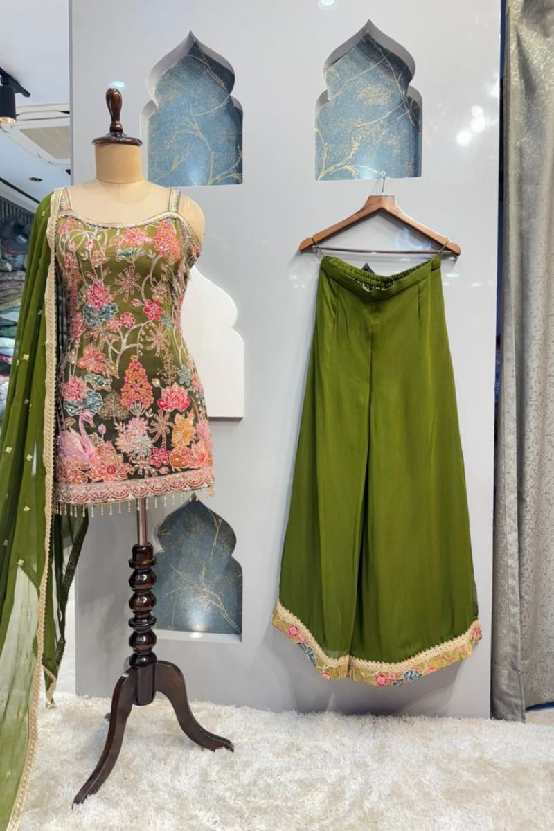 " EMERALD GARDEN EMBROIDERED SHARARA SET " image 4