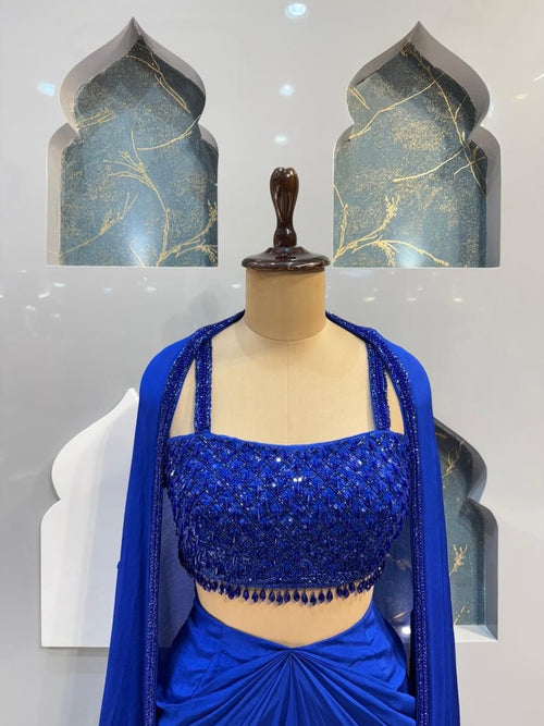 "ROYAL BLUE DRAPED INDOWESTERN" image 1