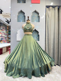 "SAGE GREEN SHIMMER LEHENGA" image 0
