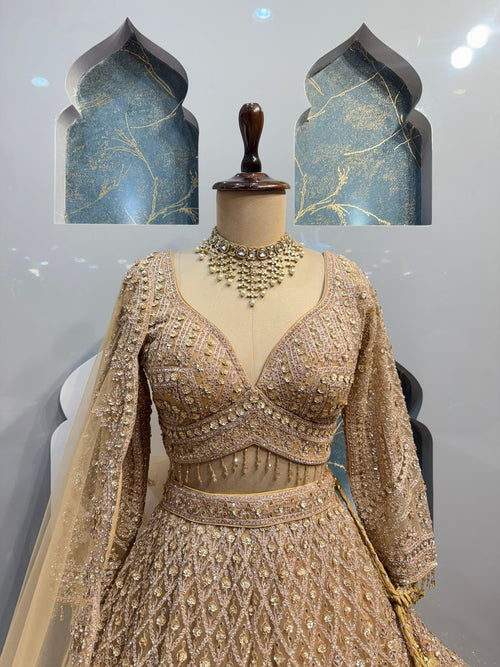 "ROYAL GOLD HAND EMBROIDERED LEHENGA" image 1