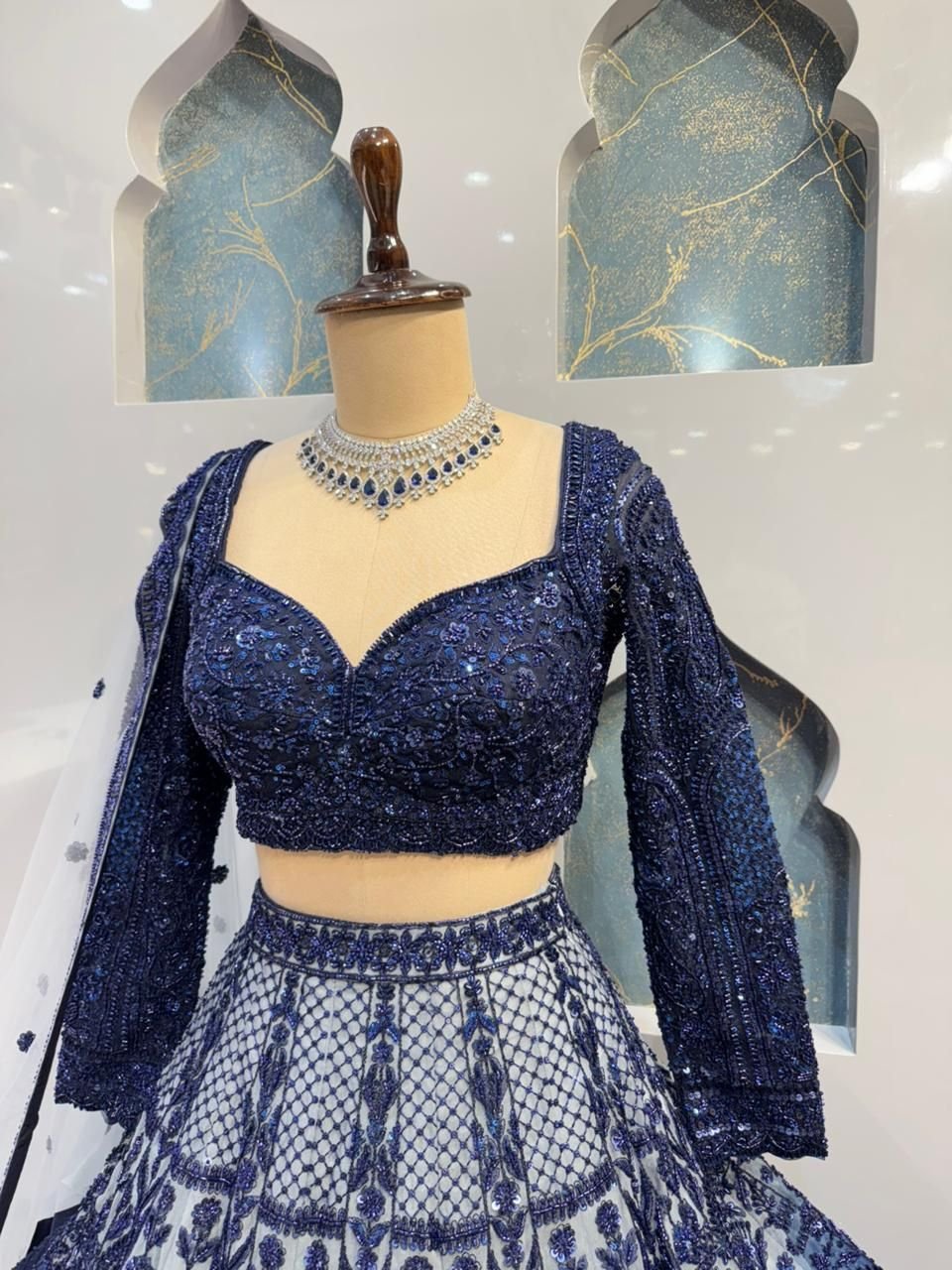 "MIDNIGHT ROYALE EMBROIDERED LEHENGA" image 2