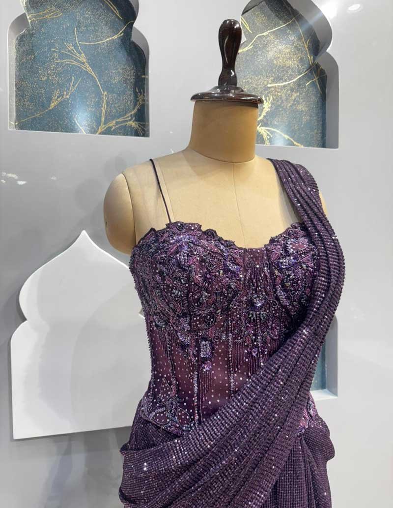 "AMETHYST SHIMMER DRAPE SAREE" image 2