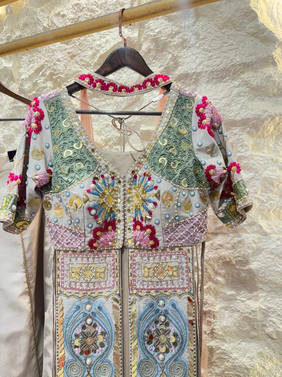 "PASTEL SYMPHONY EMBROIDERED INDOWESTERN AND SHARARA" image 1