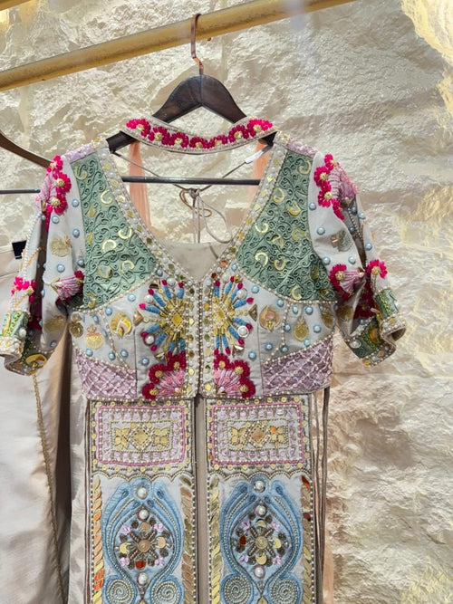 "PASTEL SYMPHONY EMBROIDERED INDOWESTERN AND SHARARA" image 1