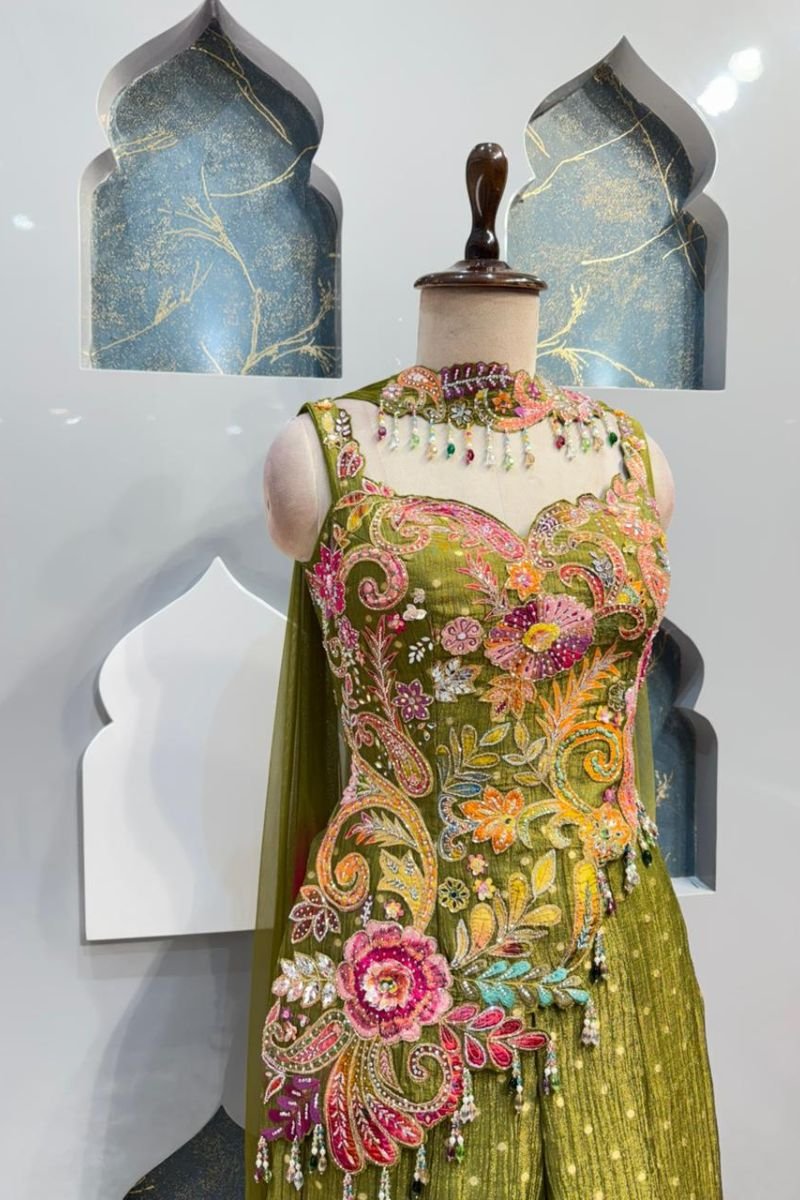 "MEHENDI GREEN FLORAL SHARARA" image 2
