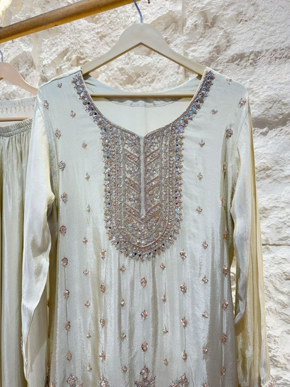 "IVORY PEARL EMBROIDERED SHARARA" image 1
