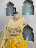 "GOLDEN MARIGOLD FLORAL COUTURE LEHENGA" image 2