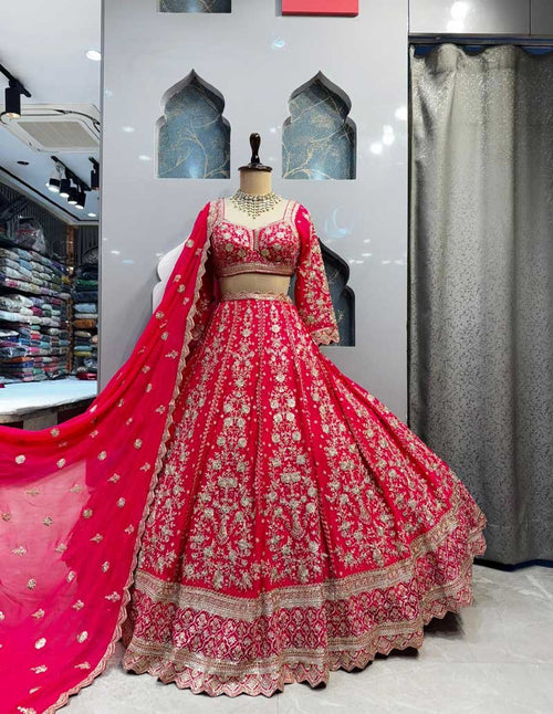 "CLASSIC RED HERITAGE LEHENGA" image 0