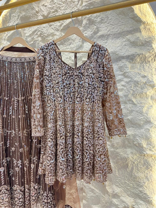 "MOCHA NOOR EMBROIDERED SHARARA" image 1