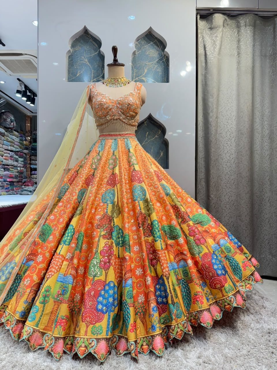 "ROYAL RANGREJ GARDEN PRINTED LEHENGA"