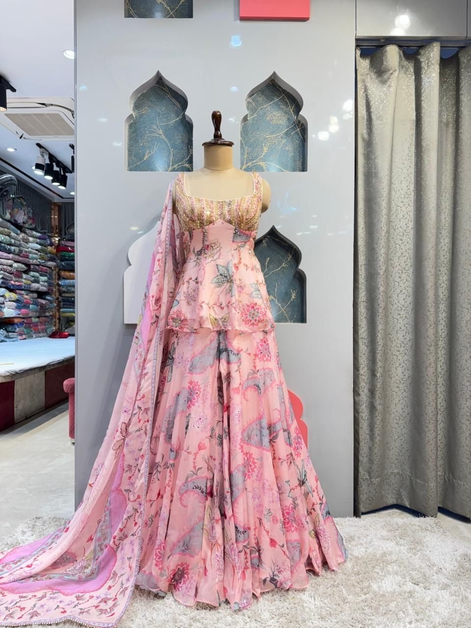 "BLUSH PINK FLORAL INDO-WESTERN" image 3