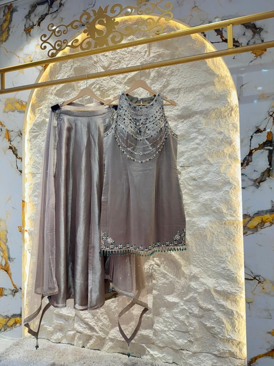 "MOON STONE GLOW EMBELLISHED SHARARA" image 0