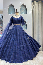 "MIDNIGHT ROYALTY EMBROIDERED LEHENGA" image 4