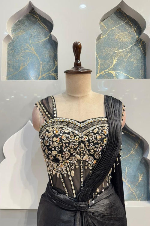 "MIDNIGHT NOIR DRAPE SAREE" image 1