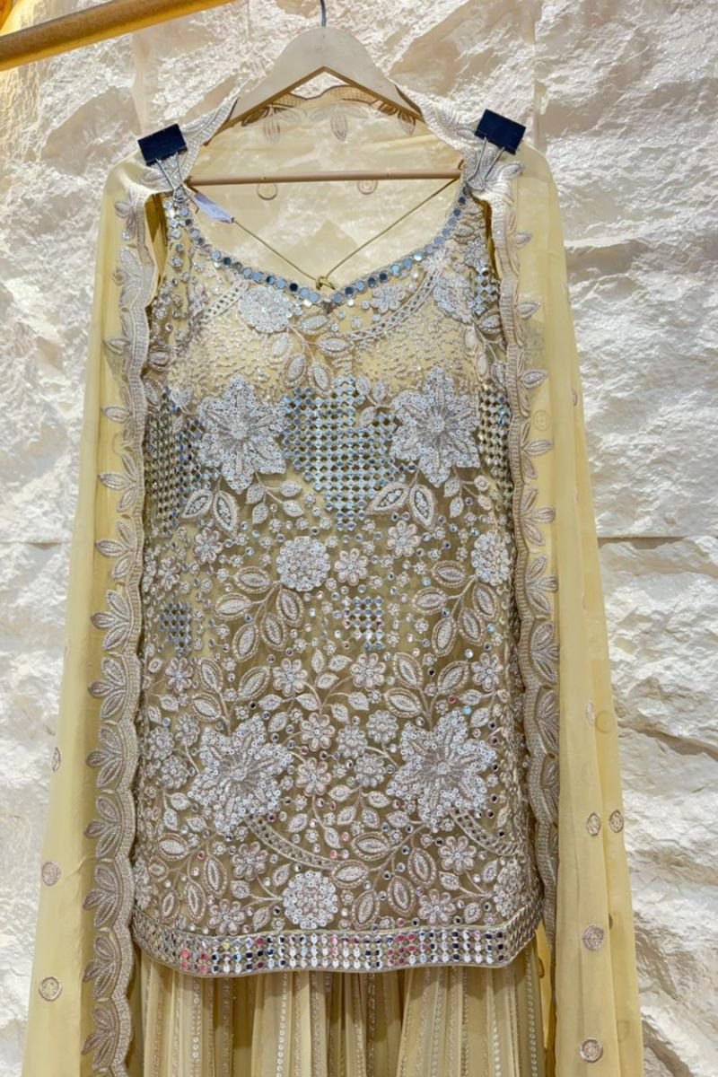 "GOLDEN GLOW HEAVILY SHARARA SUIT" image 1