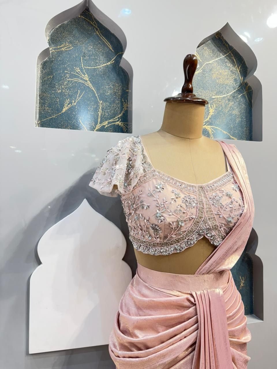 "BLUSH VELVET DRAPE SAREE" image 2