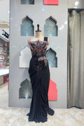 "BLACK ROSE SEQUIN DRAPE SAREE" image 0