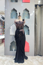 "BLACK ROSE SEQUIN DRAPE SAREE" image 0