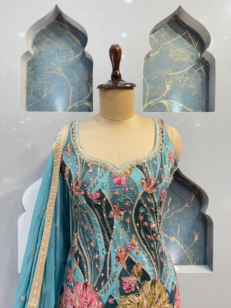 "SKY PETALS EMBROIDERED SHARARA" image 1