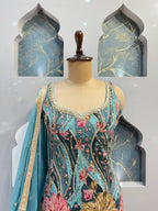 "SKY PETALS EMBROIDERED SHARARA" image 1