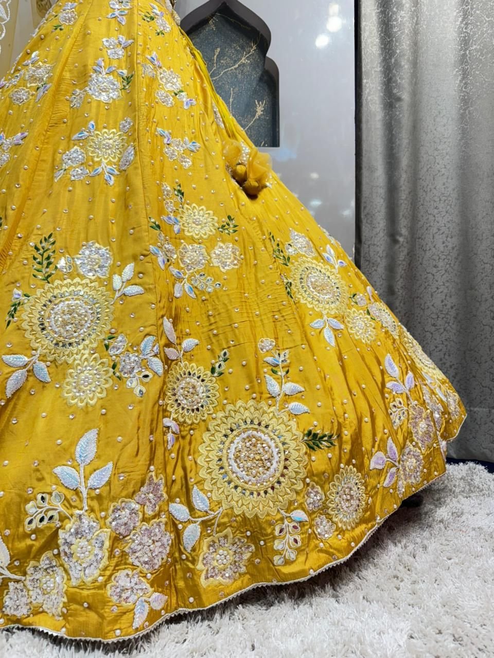 "GOLDEN MARIGOLD FLORAL COUTURE LEHENGA" image 4