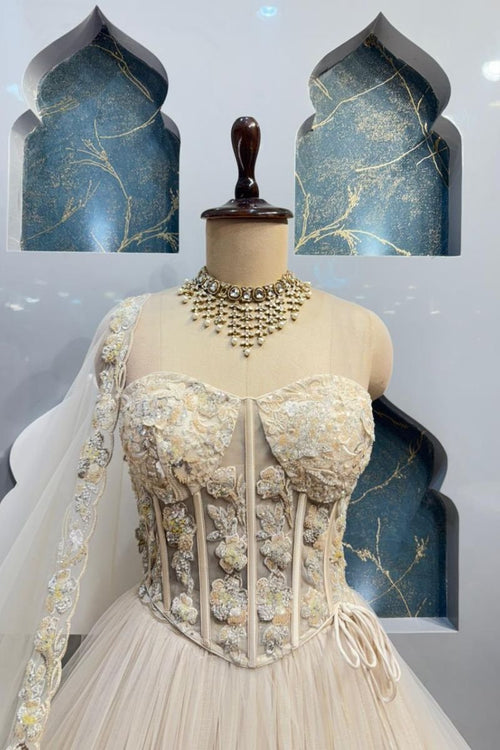 "IVORY ROYALE CORSET LEHENGA" image 1