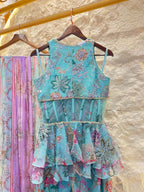 "AQUA BLOOM PRINTED INDOWESTERN" image 5