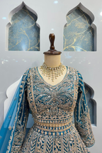 "ROYAL TEAL ZARI MAJESTY LEHENGA" image 1