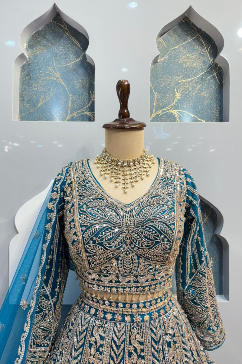 "ROYAL TEAL ZARI MAJESTY LEHENGA" image 1