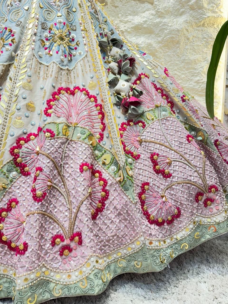 "PASTEL ROYALE HANDCRAFTED LEHENGA" image 3