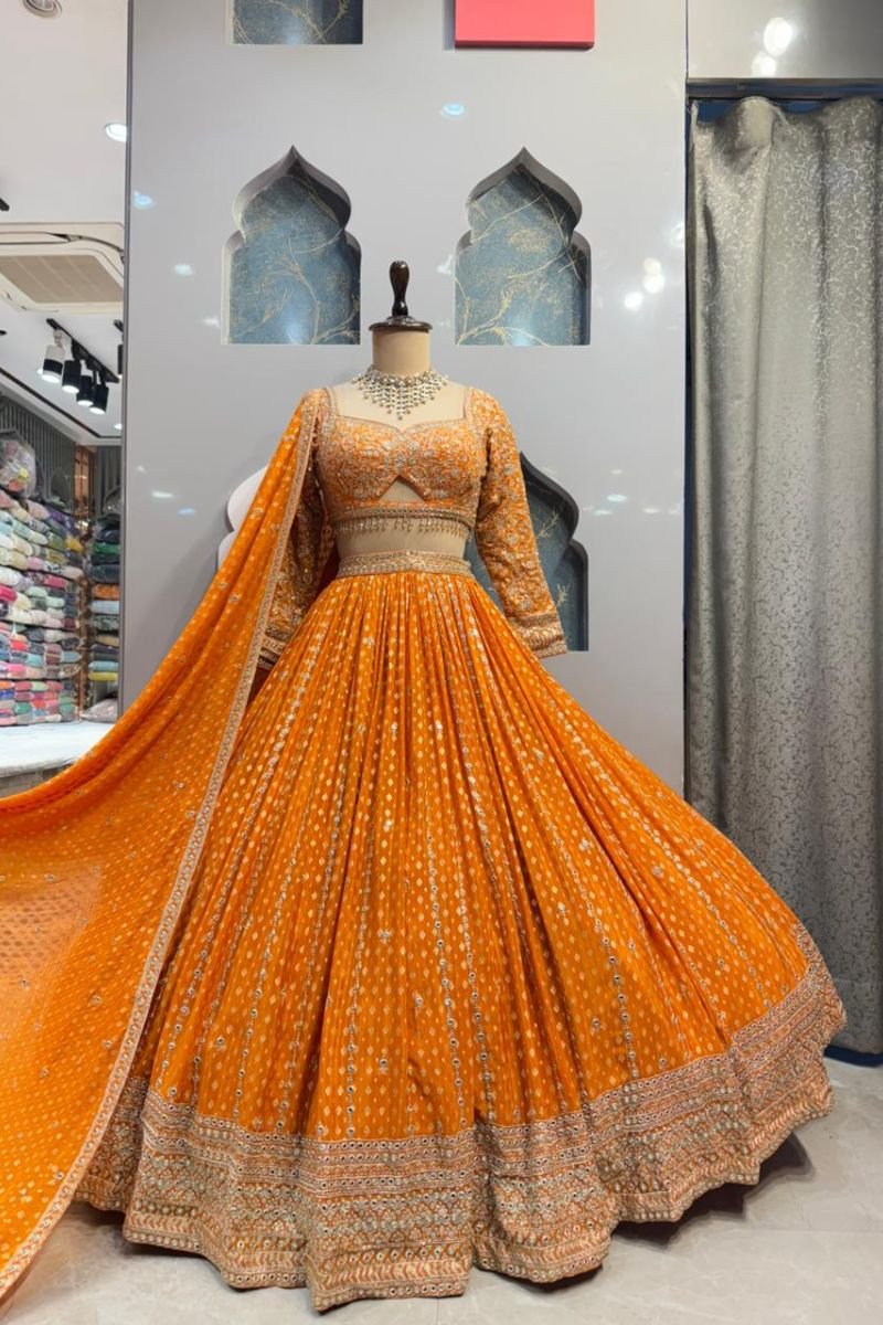 "SAFFRON SHINE LEHENGA" image 0