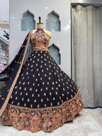"MIDNIGHT ROYAL EMBROIDERED LEHENGA" image 3