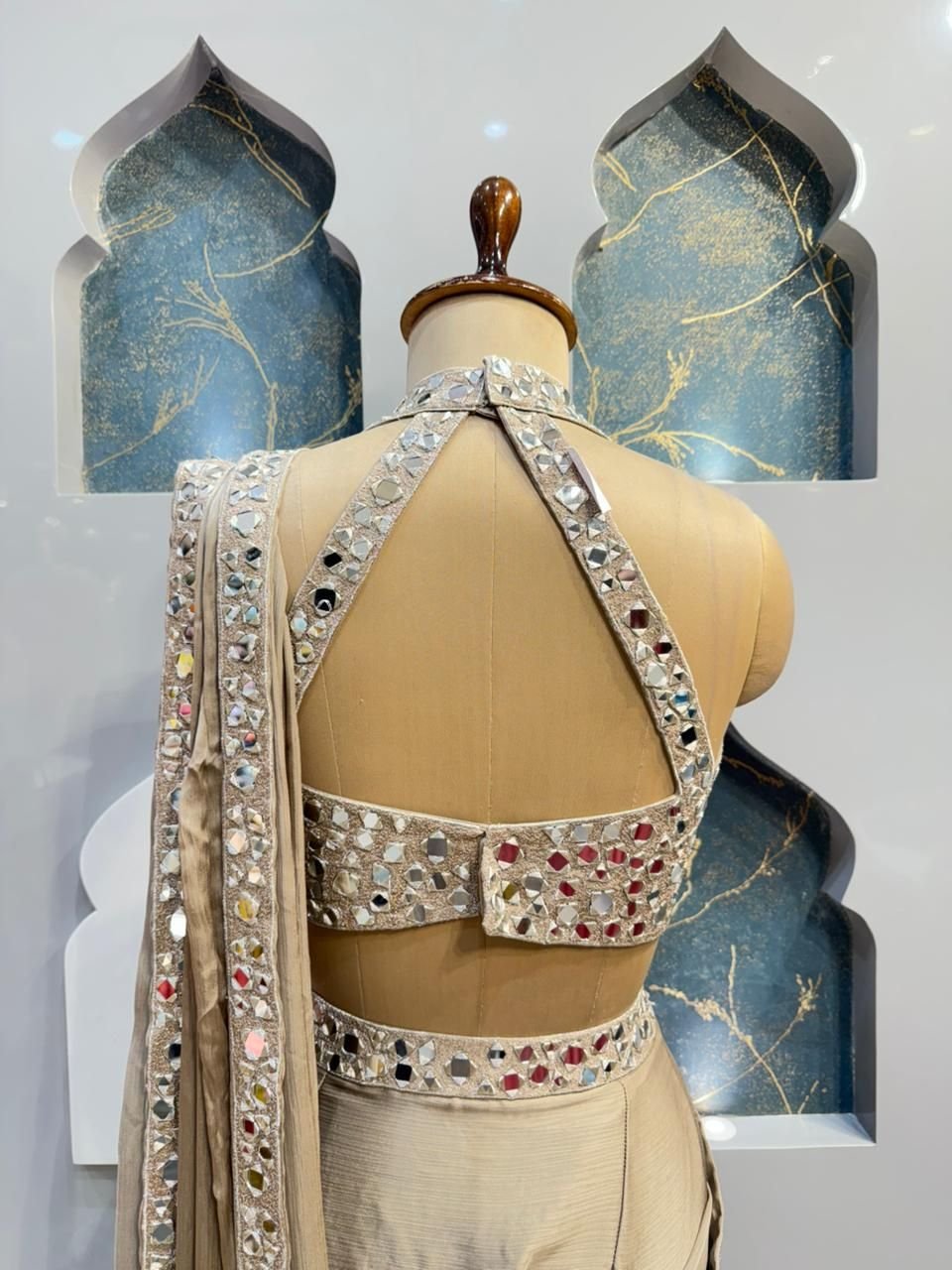 "MOONSTONE MIRROR DRAPE SAREE" image 4